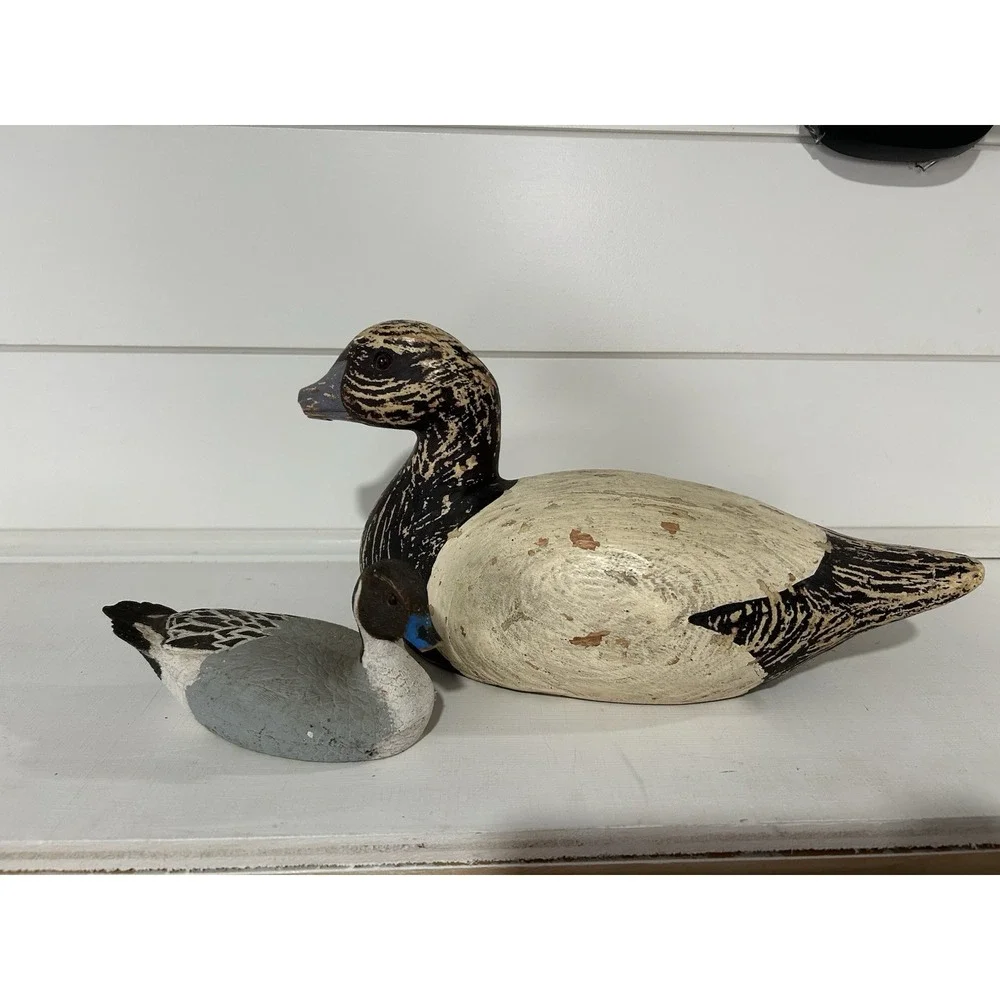 Vintage Hand Carved Duck Decoys Decor Lot Of 2 (broken Beaks)